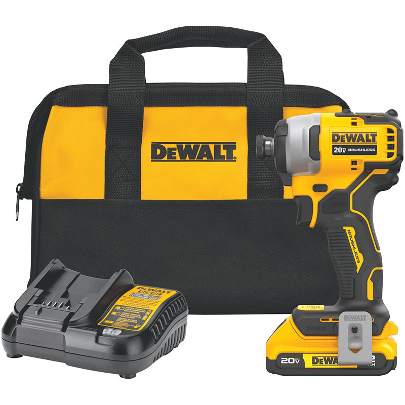 1/4" DeWalt® Atomic 20V Cordless Brushless Compact Impact Driver Kit