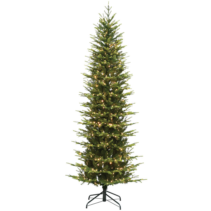 7.5' Holiday Bright Lights LED Pencil Emerald Pine Sparkle Color Changing Christmas Tree