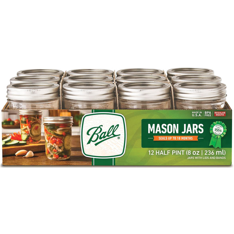 8 Oz. Ball® Mason Jars - Half Pint, 12 Pk.