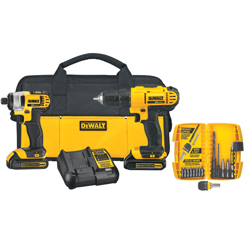 DEWALT® 20V MAX Drill & Impact Driver Kit with Rapid Load Drilling & Driving Set