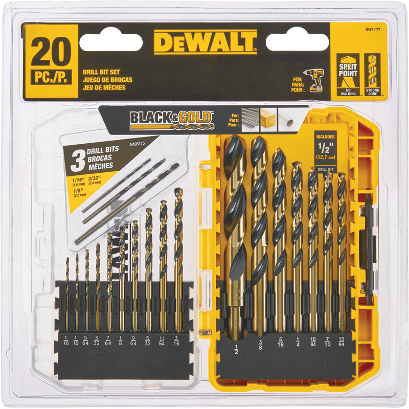 20 Pc. DEWALT® High Speed Steel Point Drill Bit Set