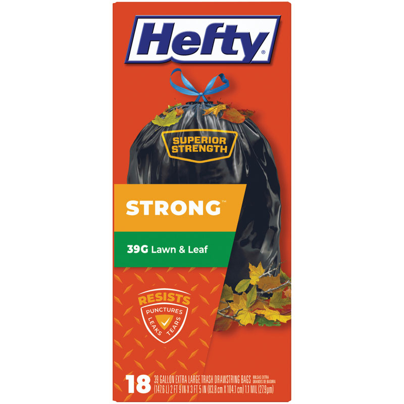 39 Gal. 18 Ct. Hefty Strong Lawn And Leaft Trash Bags