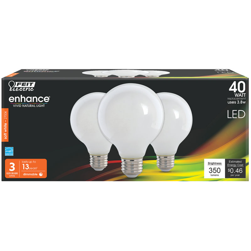 3 Pk. Feit Enhance Soft White LED Light Bulb - 40W equivalent