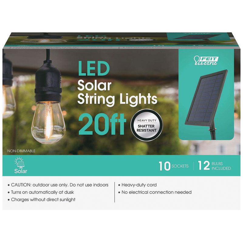FEIT Electric 20' LED Solar String Lights, 10 Pk.