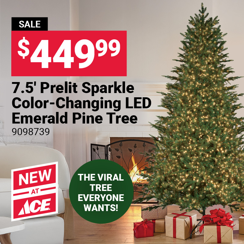 7.5' Prelit Sparkle Color-Changing LED Emerald Pine Tree