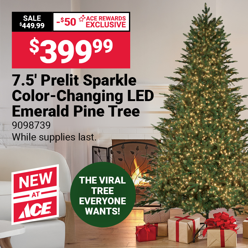 7.5' Prelit Sparkle Color-Changing LED Emerald Pine Tree