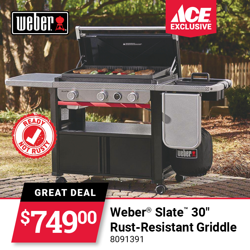 Weber® Slate 30 Ace Exclusive 3 Burner Liquid Propane Outdoor Griddle Black