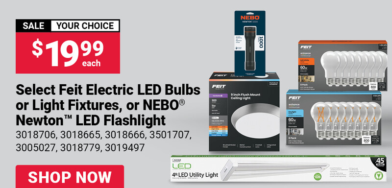 Select Feit Electric LED Bulbs or Light Fixtures, or NEBO® Newton™ LED Flashlight
